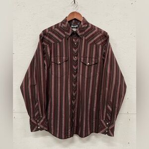 Vintage Wrangler Pearl Snap Western Long Sleeve Shirt, Size L, Striped
